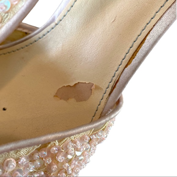 Betsey Johnson “Eliza” Blush Sequin Beaded Bridal Heels Pumps Women’s 8 Wedding - Picture 7 of 11